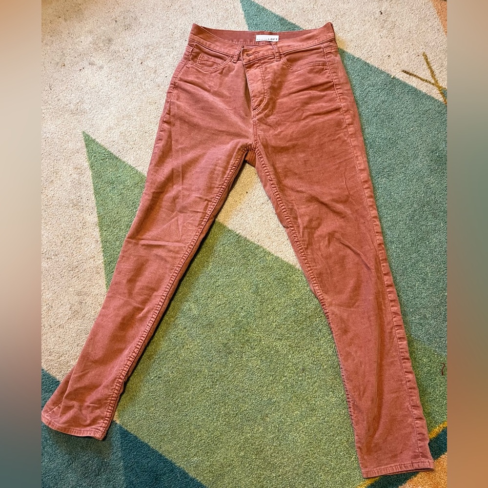 Loft High Waist Skinny Corduroy Pants, Spicy Clove, Size 4/27 - Picture 12 of 14